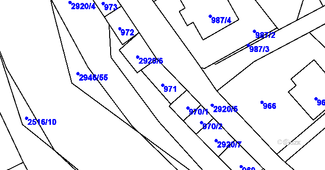 Parcela st. 971 v KÚ Brušperk, Katastrální mapa