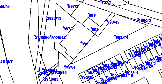 Parcela st. 996 v KÚ Brušperk, Katastrální mapa