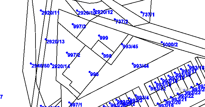 Parcela st. 998 v KÚ Brušperk, Katastrální mapa