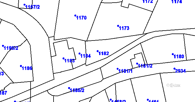 Parcela st. 1182 v KÚ Brušperk, Katastrální mapa