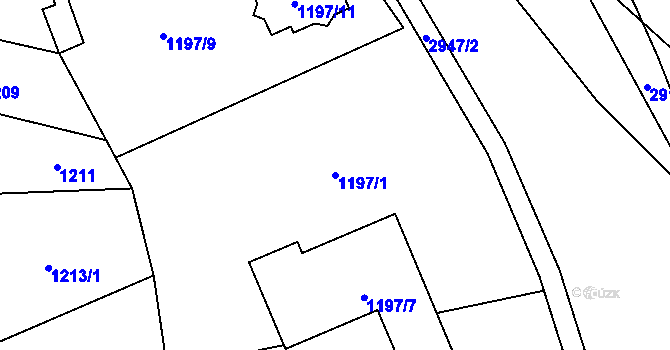 Parcela st. 1197/1 v KÚ Brušperk, Katastrální mapa
