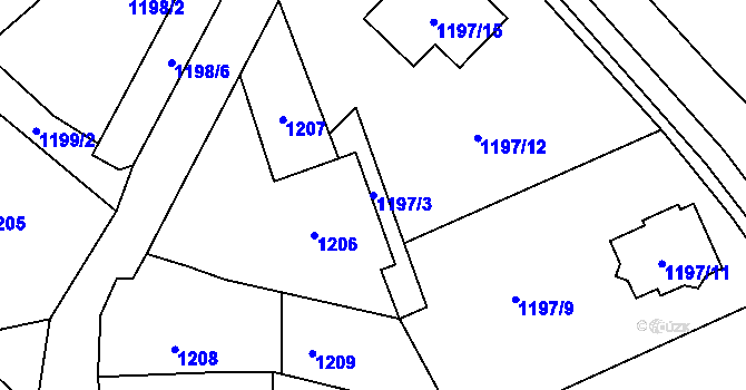 Parcela st. 1197/3 v KÚ Brušperk, Katastrální mapa