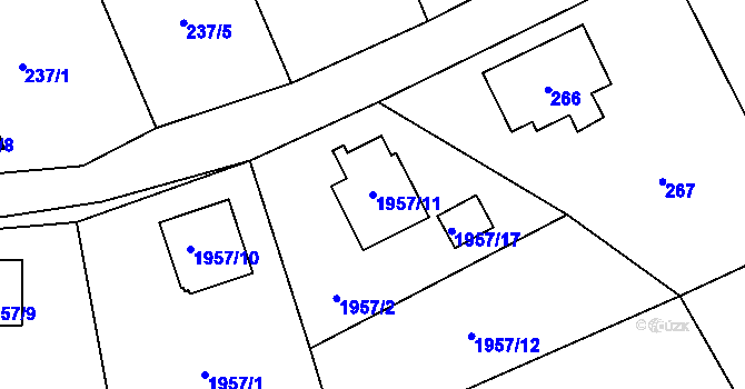 Parcela st. 1957/11 v KÚ Brušperk, Katastrální mapa