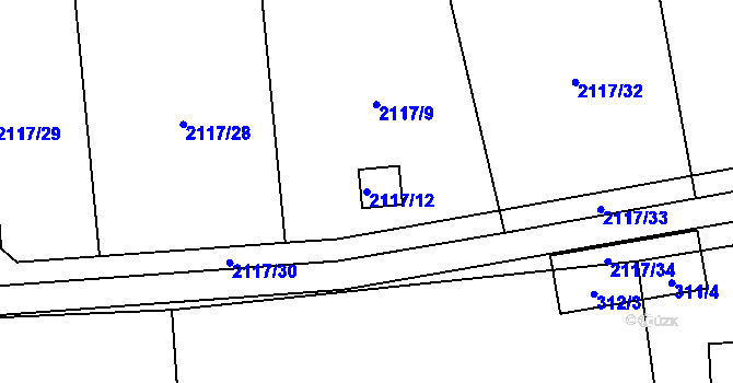 Parcela st. 2117/12 v KÚ Brušperk, Katastrální mapa