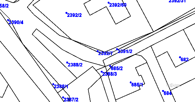Parcela st. 2392/7 v KÚ Brušperk, Katastrální mapa