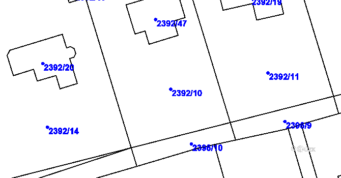 Parcela st. 2392/10 v KÚ Brušperk, Katastrální mapa