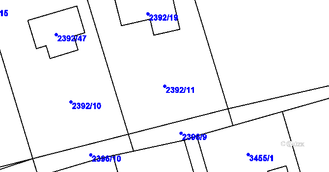 Parcela st. 2392/11 v KÚ Brušperk, Katastrální mapa