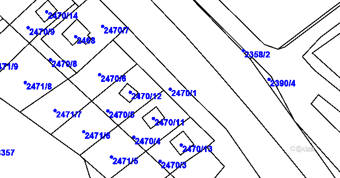 Parcela st. 2470/1 v KÚ Brušperk, Katastrální mapa