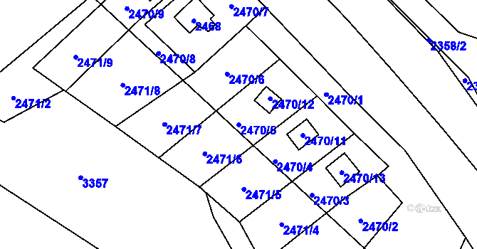 Parcela st. 2470/5 v KÚ Brušperk, Katastrální mapa