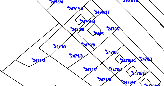 Parcela st. 2470/8 v KÚ Brušperk, Katastrální mapa