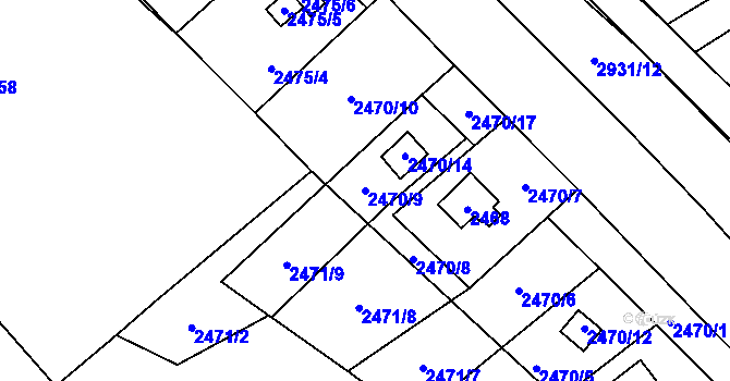 Parcela st. 2470/9 v KÚ Brušperk, Katastrální mapa