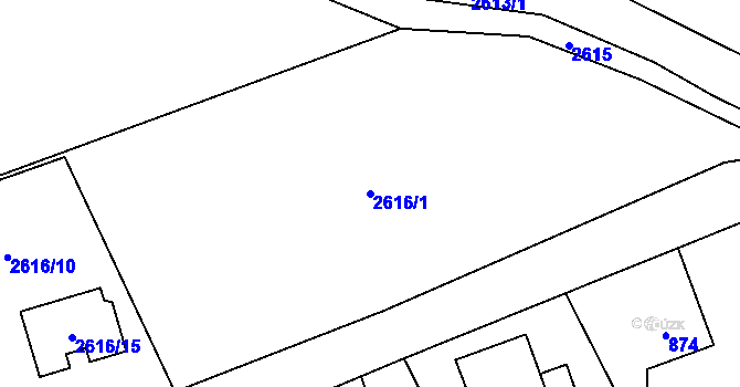 Parcela st. 2616/1 v KÚ Brušperk, Katastrální mapa