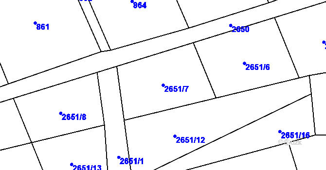 Parcela st. 2651/7 v KÚ Brušperk, Katastrální mapa