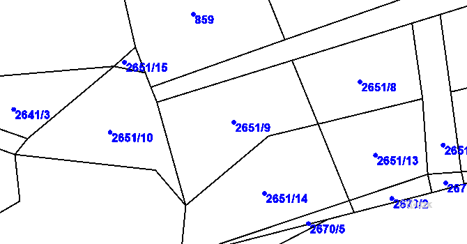 Parcela st. 2651/9 v KÚ Brušperk, Katastrální mapa