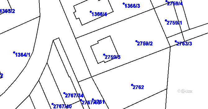Parcela st. 2759/3 v KÚ Brušperk, Katastrální mapa