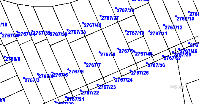 Parcela st. 2767/8 v KÚ Brušperk, Katastrální mapa