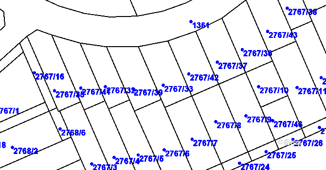 Parcela st. 2767/33 v KÚ Brušperk, Katastrální mapa