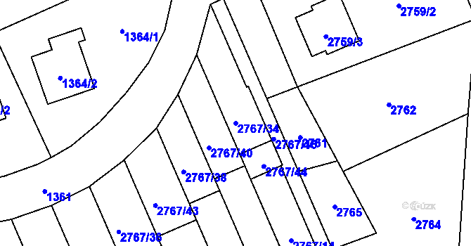Parcela st. 2767/34 v KÚ Brušperk, Katastrální mapa