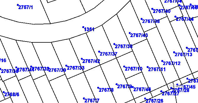 Parcela st. 2767/37 v KÚ Brušperk, Katastrální mapa