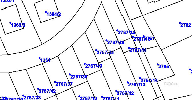 Parcela st. 2767/38 v KÚ Brušperk, Katastrální mapa
