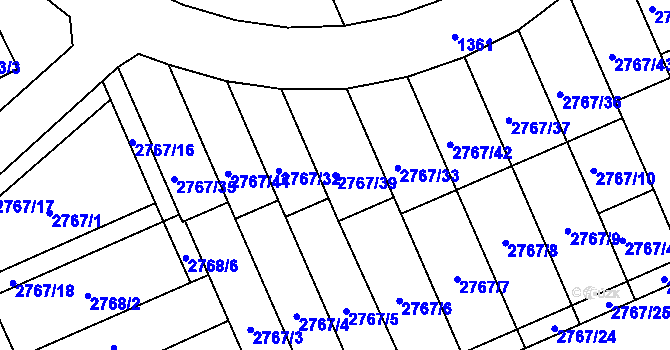 Parcela st. 2767/39 v KÚ Brušperk, Katastrální mapa