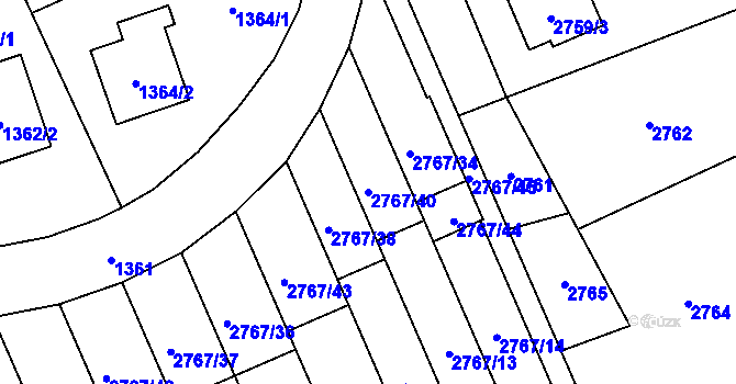 Parcela st. 2767/40 v KÚ Brušperk, Katastrální mapa
