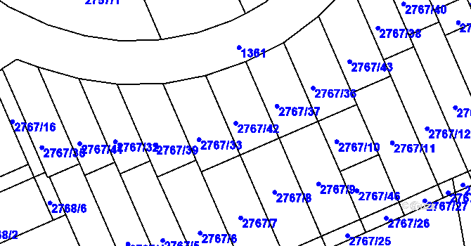 Parcela st. 2767/42 v KÚ Brušperk, Katastrální mapa