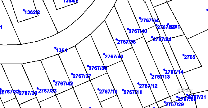Parcela st. 2767/43 v KÚ Brušperk, Katastrální mapa
