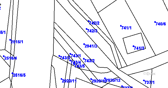 Parcela st. 2941/2 v KÚ Brušperk, Katastrální mapa