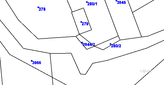 Parcela st. 2944/2 v KÚ Brušperk, Katastrální mapa