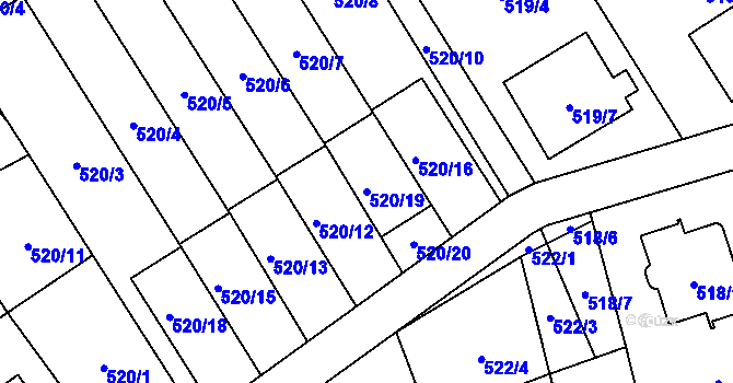Parcela st. 520/19 v KÚ Brušperk, Katastrální mapa