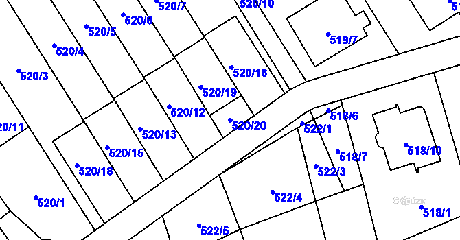 Parcela st. 520/20 v KÚ Brušperk, Katastrální mapa