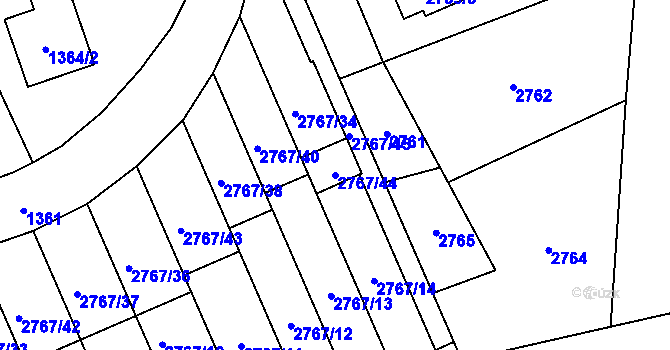 Parcela st. 2767/44 v KÚ Brušperk, Katastrální mapa