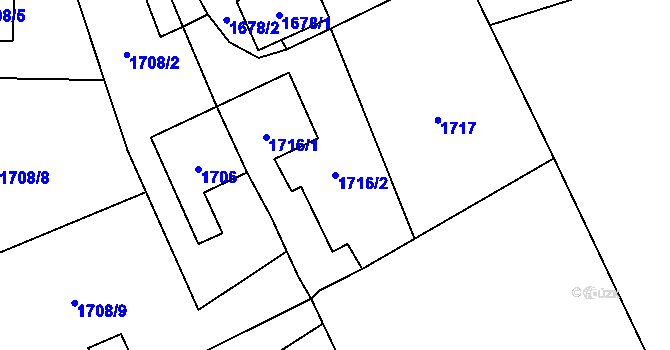 Parcela st. 1716/2 v KÚ Brušperk, Katastrální mapa