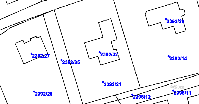 Parcela st. 2392/32 v KÚ Brušperk, Katastrální mapa