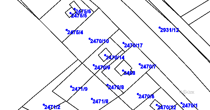 Parcela st. 2470/14 v KÚ Brušperk, Katastrální mapa