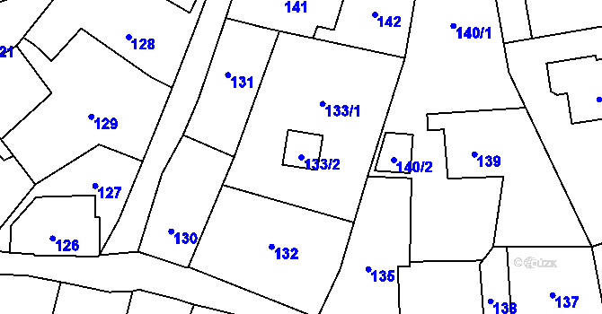 Parcela st. 133/2 v KÚ Brušperk, Katastrální mapa