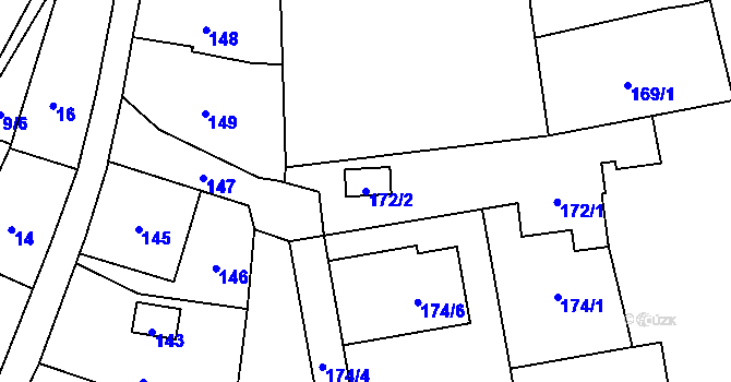 Parcela st. 172/2 v KÚ Brušperk, Katastrální mapa