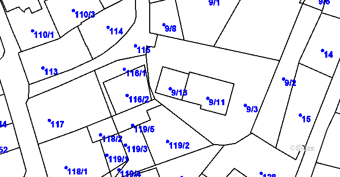 Parcela st. 9/13 v KÚ Brušperk, Katastrální mapa