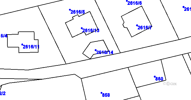 Parcela st. 2616/14 v KÚ Brušperk, Katastrální mapa