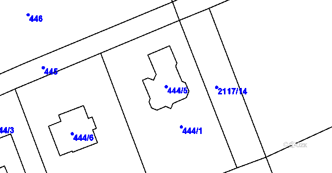 Parcela st. 444/5 v KÚ Brušperk, Katastrální mapa