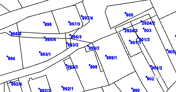 Parcela st. 899/2 v KÚ Brušperk, Katastrální mapa