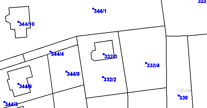 Parcela st. 332/3 v KÚ Brušperk, Katastrální mapa