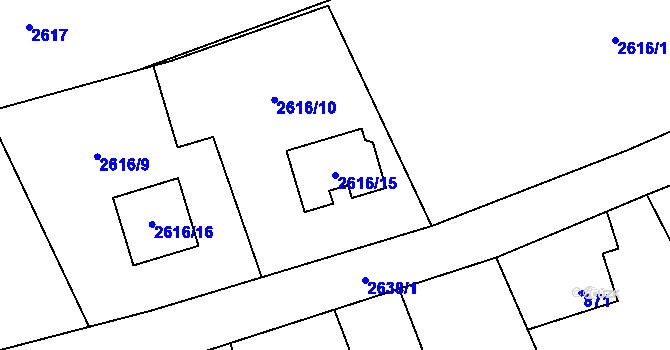 Parcela st. 2616/15 v KÚ Brušperk, Katastrální mapa