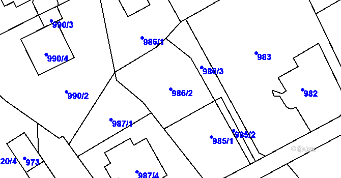 Parcela st. 986/2 v KÚ Brušperk, Katastrální mapa