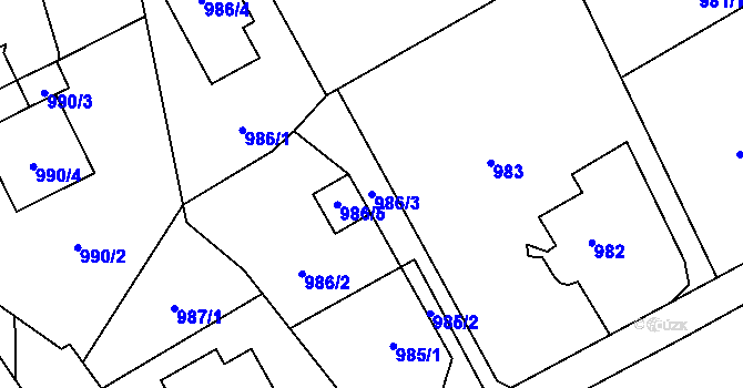 Parcela st. 986/3 v KÚ Brušperk, Katastrální mapa