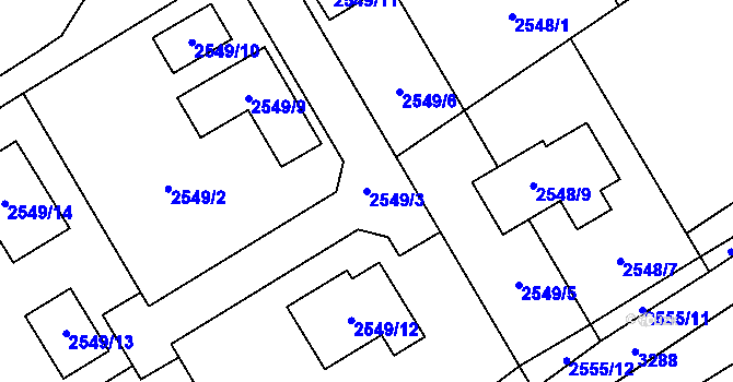Parcela st. 2549/3 v KÚ Brušperk, Katastrální mapa