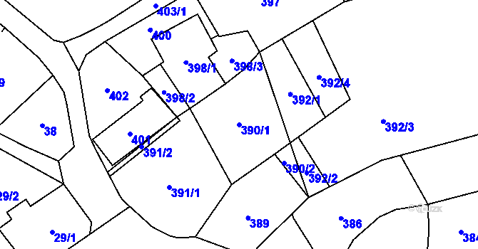 Parcela st. 390/1 v KÚ Brušperk, Katastrální mapa