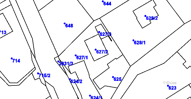 Parcela st. 627/2 v KÚ Brušperk, Katastrální mapa