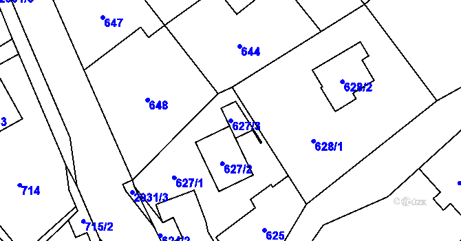 Parcela st. 627/3 v KÚ Brušperk, Katastrální mapa